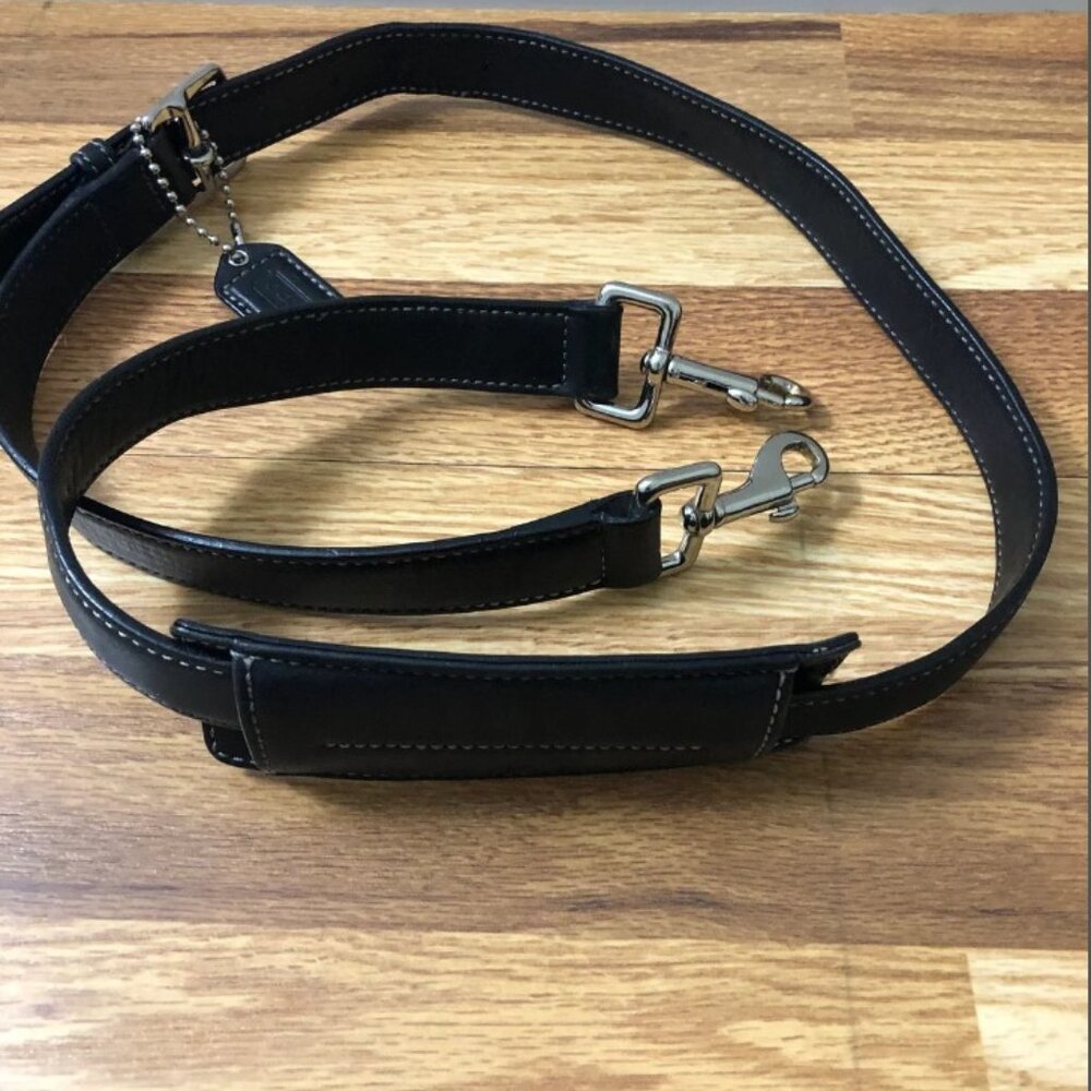 vintage Coach black leather Briefcase Bag Replacement Strap Silver Nickel